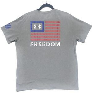 Freedom Under Armour T-Shirt Men's Size Large Loose Fit Short Sleeve Gray